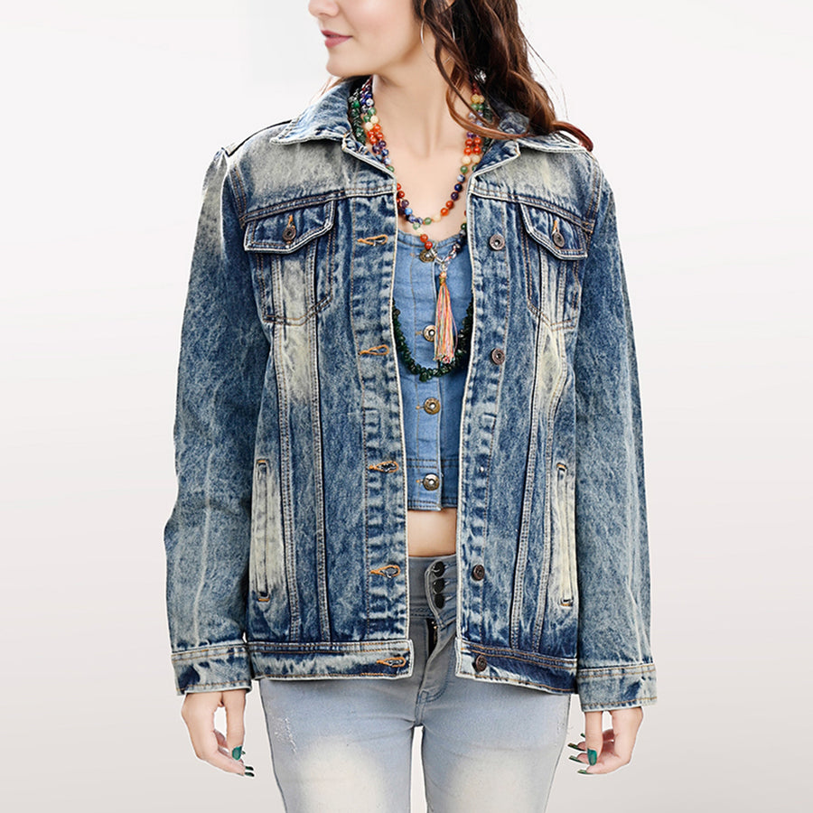 American Darling Genuine leather Hand tooled carved Women 100% cotton Denim jacket dress ladies girl | Shirt for