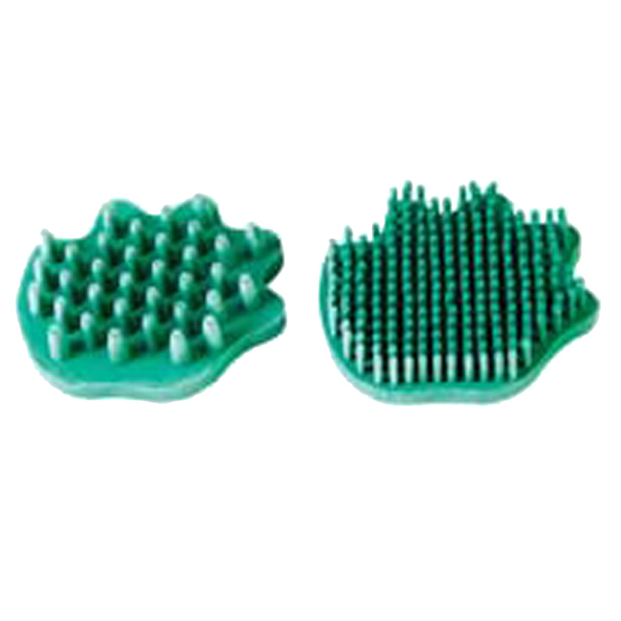 Green rubber grooming mitt with nubs and ridges - Uhorse