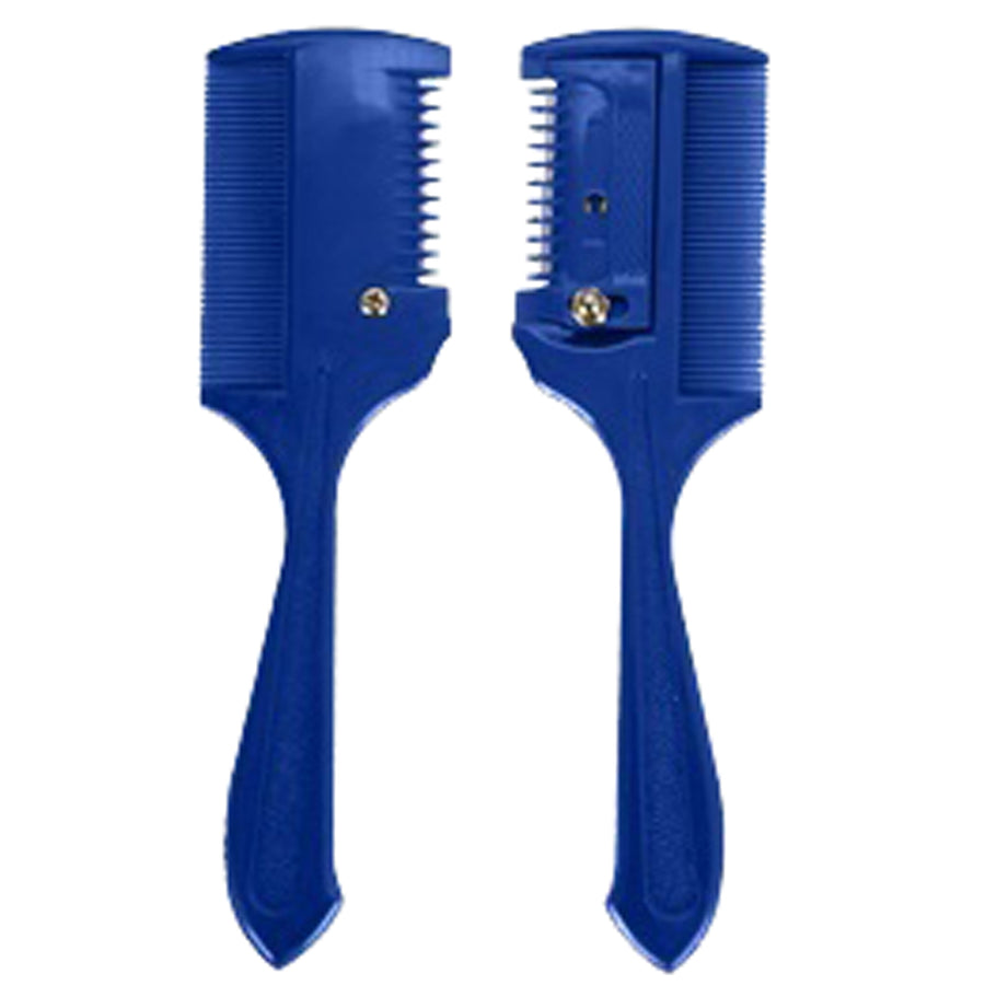Hilason Thin Blade Plastic Comb with Ergonomic Handle Blue - Uhorse