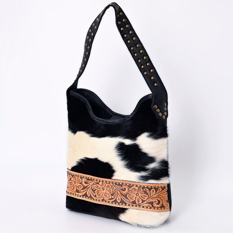 American Darling Handcrafted Cowhide Leather Hobo Bag with Tooled Floral Details - Western Style - Uhorse