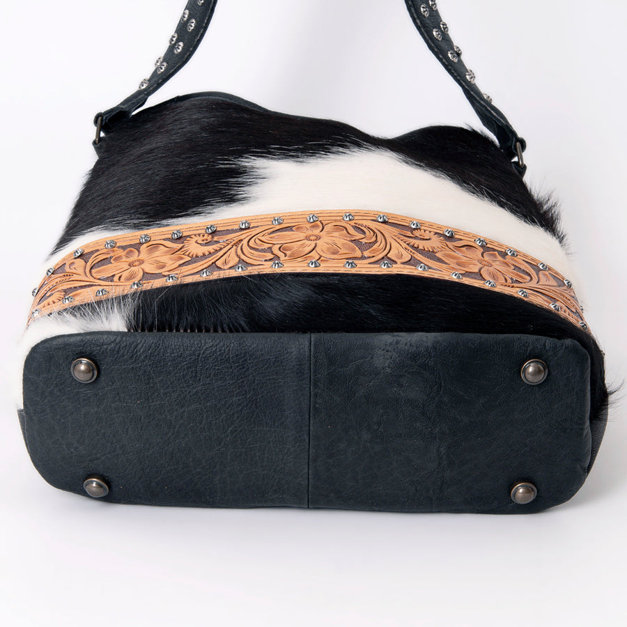 American Darling Handcrafted Cowhide Leather Hobo Bag with Tooled Floral Details - Western Luxe Fashion, Genuine Leather, Comfortable & Durable