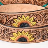 American Darling Genuine Leather Canteen Bag Women Hand Tooled Floral Carved Crossbody Purse Vegetable-Tanned Full Grain