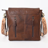 American Darling Genuine Leather Messenger Bag Women Hair-On Cowhide Floral Hand Tooled Purse YKK Zipper Full Grain