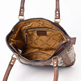 American Darling Genuine Leather Tote Bag Women Hair-On Cowhide Floral Hand Tooled Purse YKK Zipper Full Grain