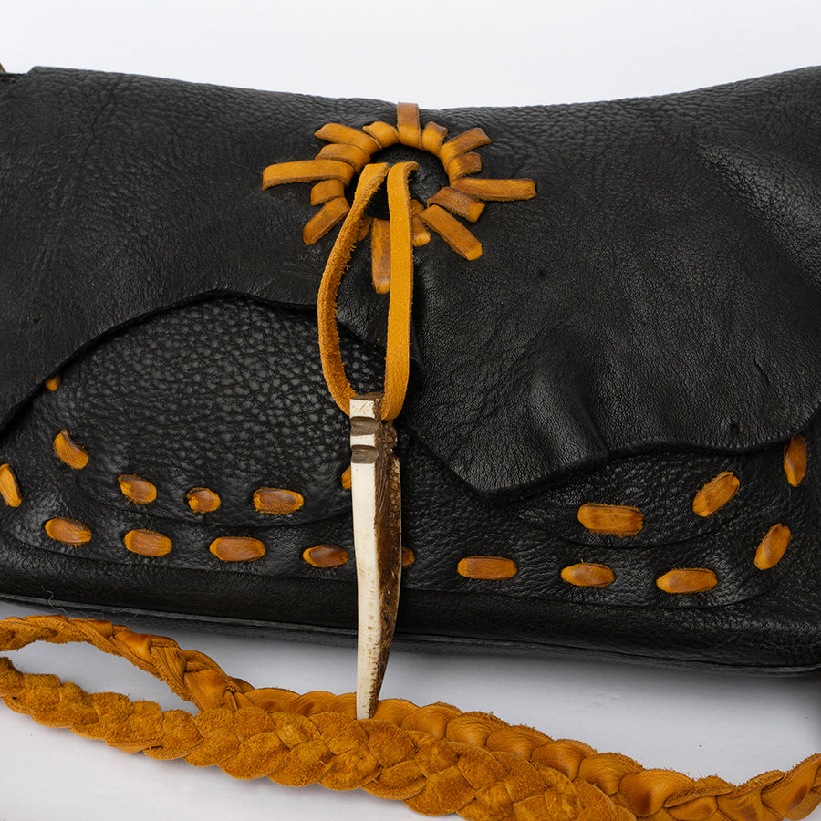 American Darling Cross body Bag Western Genuine Leather Handcrafted Purse with Fringes and Braided Strap