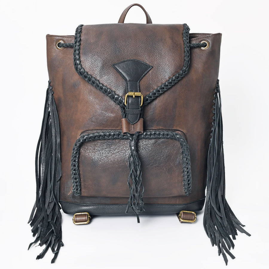 American Darling Backpack Western Genuine Leather Handcrafted Rucksack with Braided Detail and Drawstring Closure