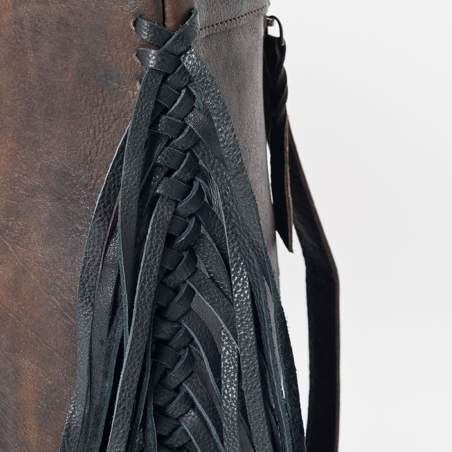 American Darling Backpack Western Genuine Leather Handcrafted Rucksack with Braided Detail and Drawstring Closure