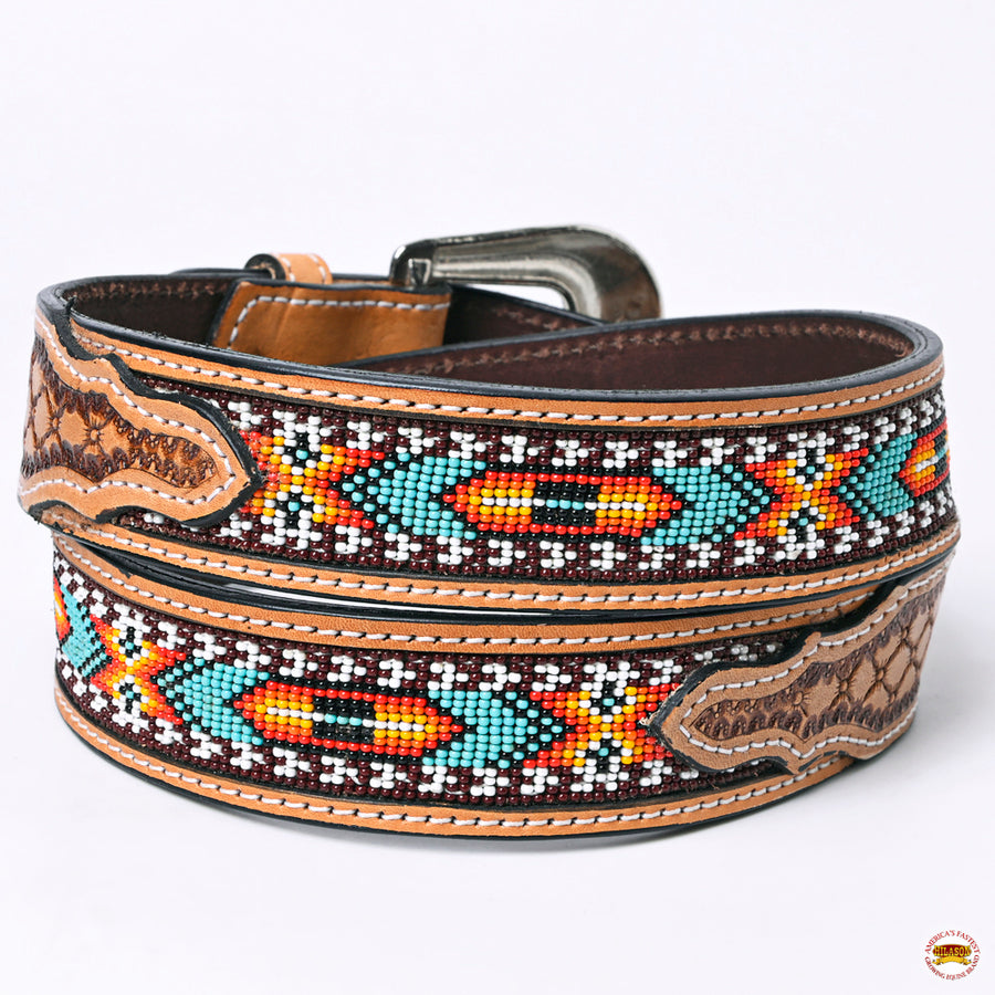 HILASON Western Genuine Leather Belt for Men Women Cowboy Cowgirl Handmade Unisex Full Grain Heavy Duty Tooled Beaded