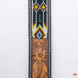 HILASON Hand Tooled Genuine Leather Hand Crafted Unisex Western Belt Beaded Carving | Bead Belts for Women | Men Beaded Belt