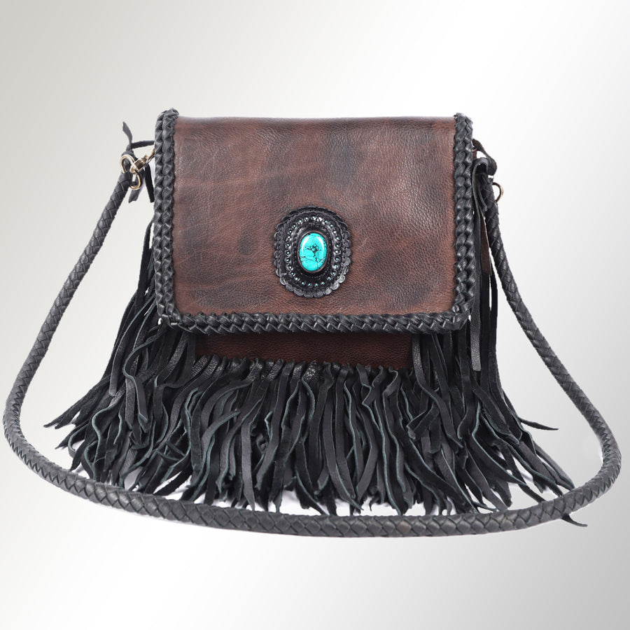 American Darling Small Cross body Bag Western Genuine Leather Handcrafted Purse with Turquoise Stone and YKK Zipper