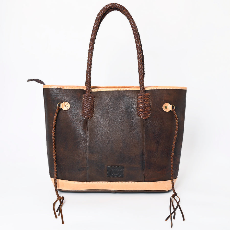 American Darling Tote Bag Western Genuine Leather Handcrafted Large Purse with Turquoise Stone, Fringes and YKK Zipper