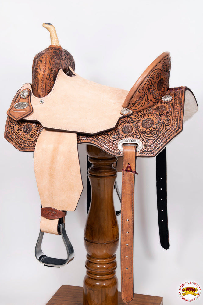 Flex Tree Western Horse Saddle In American Leather Barrel Trail Hilason