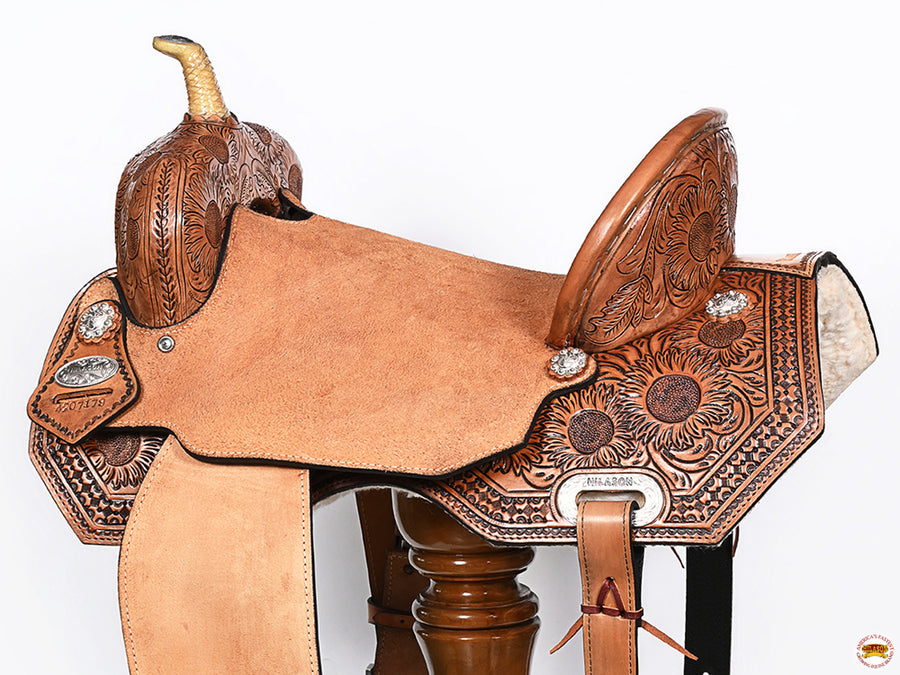 HILASON Flex Tree Western Horse Saddle in American Leather Barrel Trail | for Horses