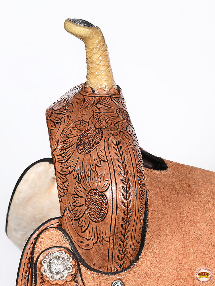 HILASON Flex Tree Western Horse Saddle in American Leather Barrel Trail | for Horses