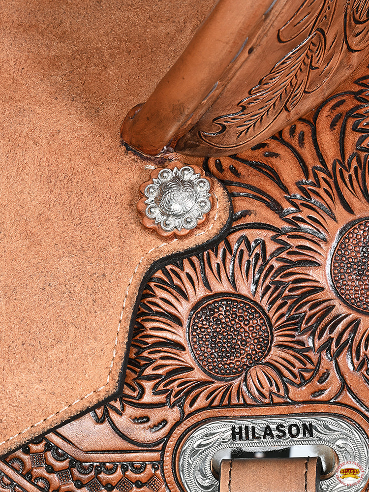 HILASON Flex Tree Western Horse Saddle in American Leather Barrel Trail | for Horses