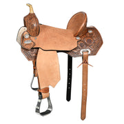 Flex Tree Western Horse Saddle In American Leather Barrel Trail Hilason