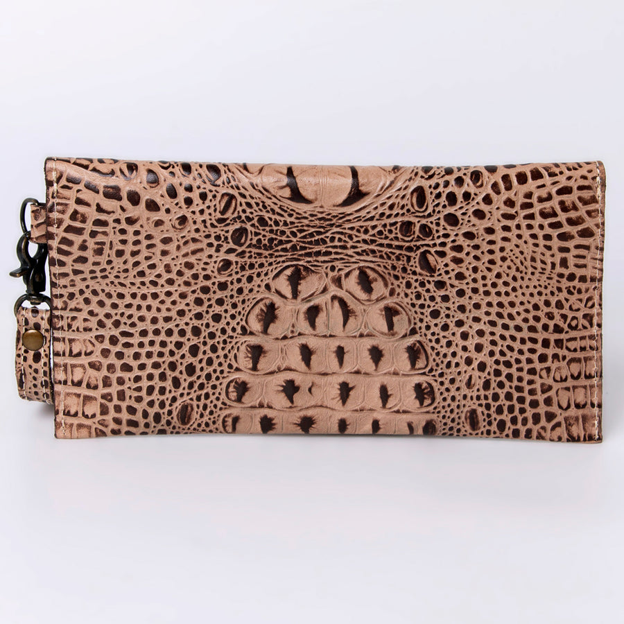 American Darling Western Leather Wallet, Crocodile Embossed Full Grain Genuine Leather, Eco-Friendly Handcrafted Pouch