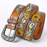 American Darling ADBLF204-L Beautifully Hand Tooled Genuine American Leather Belt Men and  Women