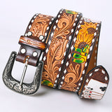 Beautifully Hand Tooled Hand Painted Genuine American Leather Belt Men and Women