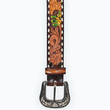 Beautifully Hand Tooled Painted Genuine American Leather Belt Men and