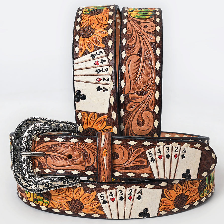 Beautifully Hand Tooled Painted Genuine American Leather Belt Men and Women - Uhorse