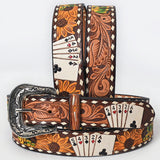Beautifully Hand Tooled Painted Genuine American Leather Belt Men and by Hilason – Cowboy and equestrian accessories