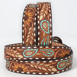 Beautifully Hand Tooled Painted Genuine American Leather Belt Men and