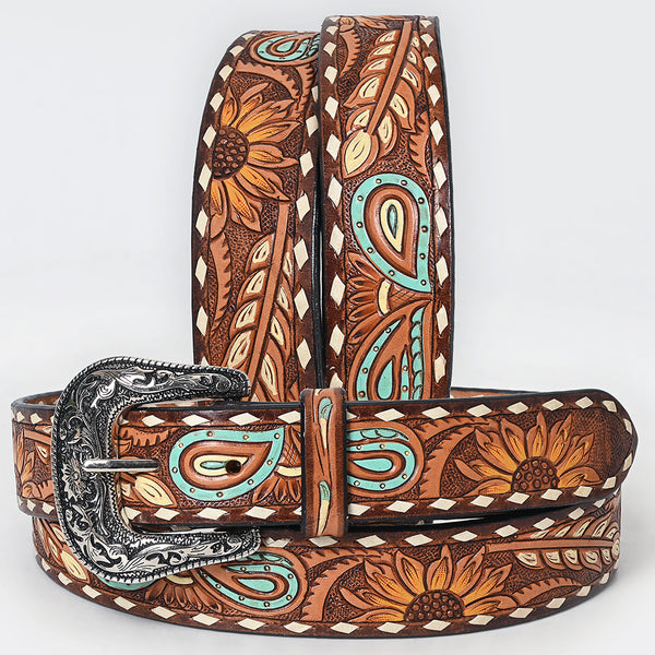 Beautifully Hand Tooled Painted Genuine American Leather Belt Men and Women - Uhorse