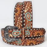 Beautifully Hand Tooled Hand Painted Genuine American Leather Belt Men by Hilason – Cowboy and equestrian accessories