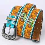 American Darling ADBLF208-L Beautifully Hand Tooled Genuine American Leather Belt Men and  Women