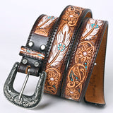 American Darling ADBLF209-L Beautifully Hand Tooled Genuine American Leather Belt Men and  Women