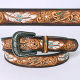 American Darling Beautifully Hand Tooled Brown Genuine American Leather Belt Men and Women Western Belt with Removable Buckle