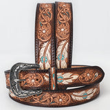 Beautifully Hand Tooled Hand Painted Genuine American Leather Belt Men by Hilason – Cowboy and equestrian accessories