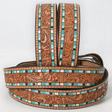 Beautifully Hand Tooled Painted Genuine American Leather Belt Men and