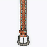 Beautifully Hand Tooled Painted Genuine American Leather Belt Men and Women