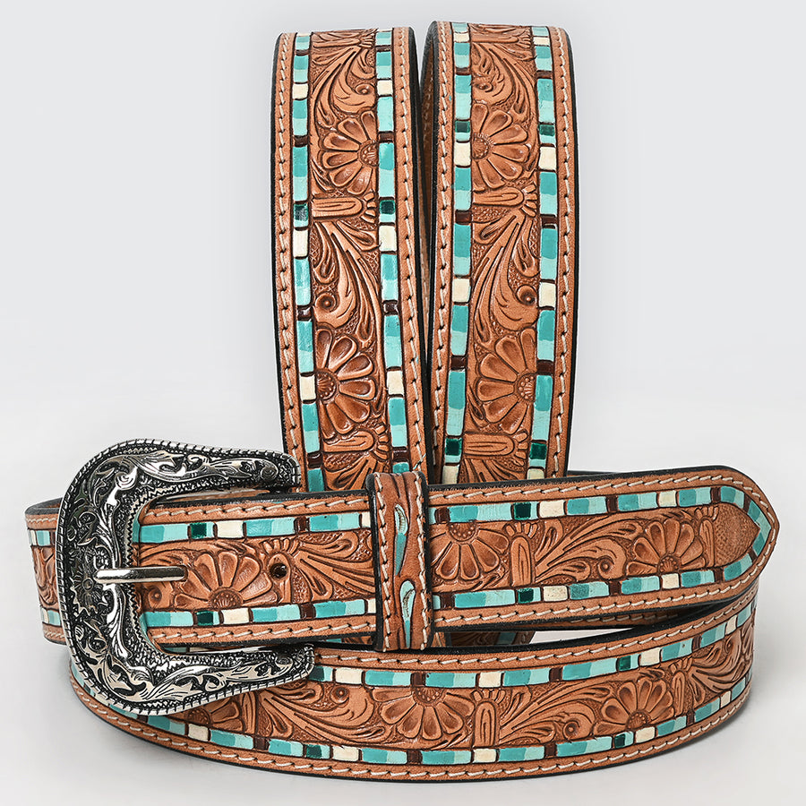 Beautifully Hand Tooled Genuine American Leather Belt Men and Women - Uhorse