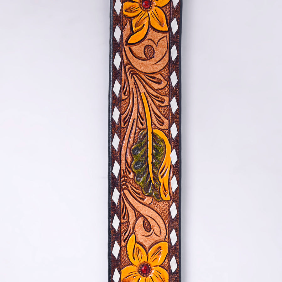 American Darling Beautifully Hand Tooled Brown Genuine Leather Belt Men and Women Western with Removable Buckle