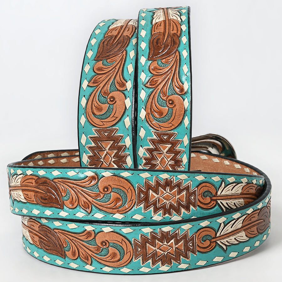 American Darling Beautifully Hand Tooled Brown Genuine Leather Belt Men and Women Western with Removable Buckle