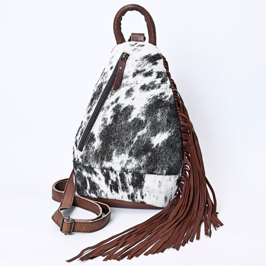 American darling Western Leather Sling Bag with Fringes, Hair-On Cowhide & Saddle Blanket  – Handcrafted, Stylish & Durable, Perfect for Everyday Use