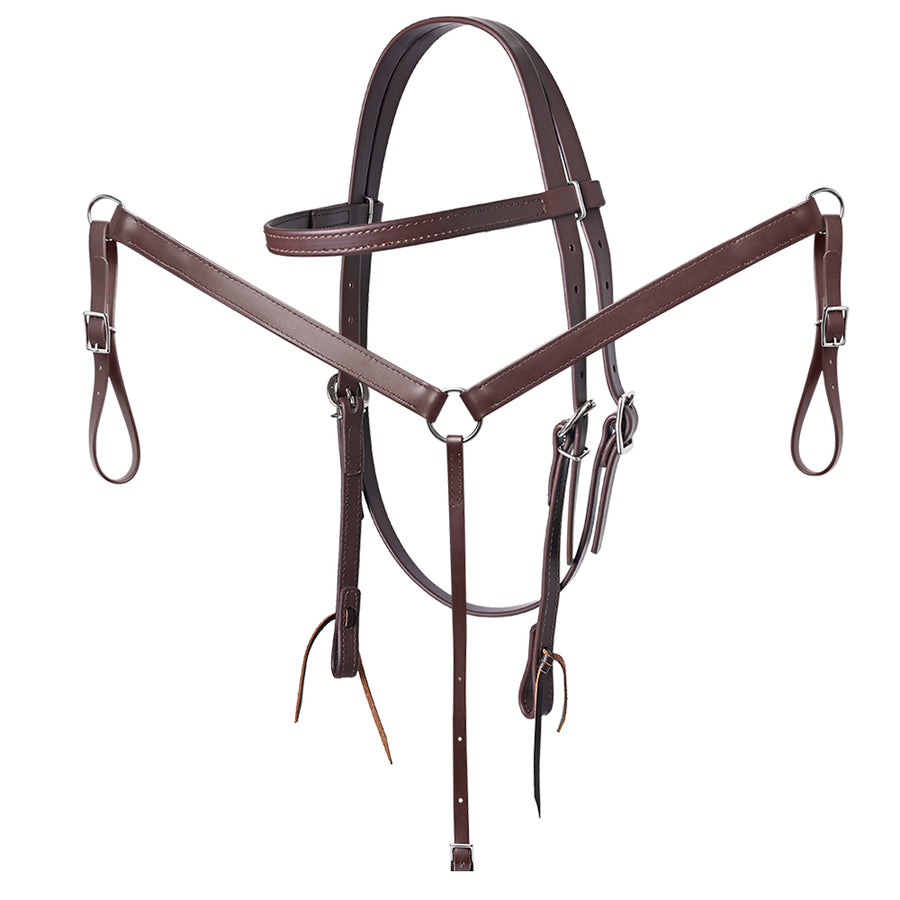 HILASON Western Horse Biothane Leather Headstall and Breast Collar Set Brown - Uhorse