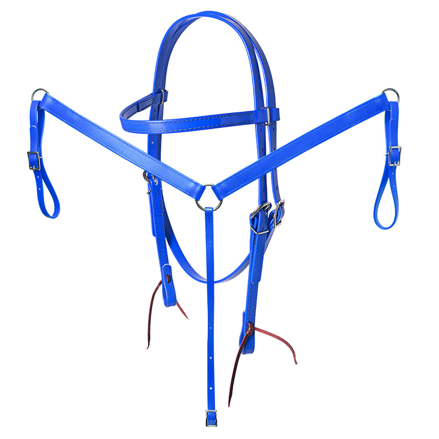 HILASON Western Horse Biothane Leather Headstall and Breast Collar Set Royal Blue - Hilason