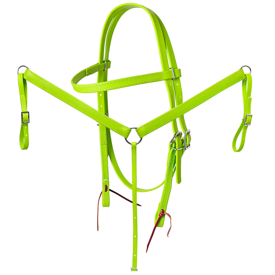 HILASON Western Horse Biothane Leather Headstall and Breast Collar Set Lime Green - Hilason