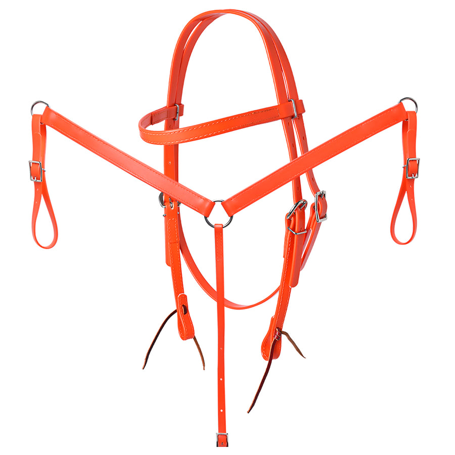 HILASON Western Horse Biothane Leather Headstall and Breast Collar Set Orange - Hilason