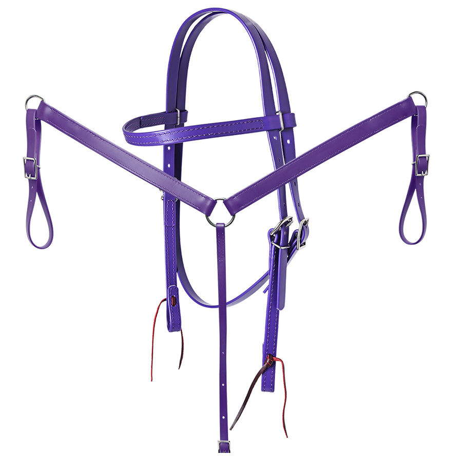 HILASON Western Horse Biothane Leather Headstall and Breast Collar Set Purple - Hilason