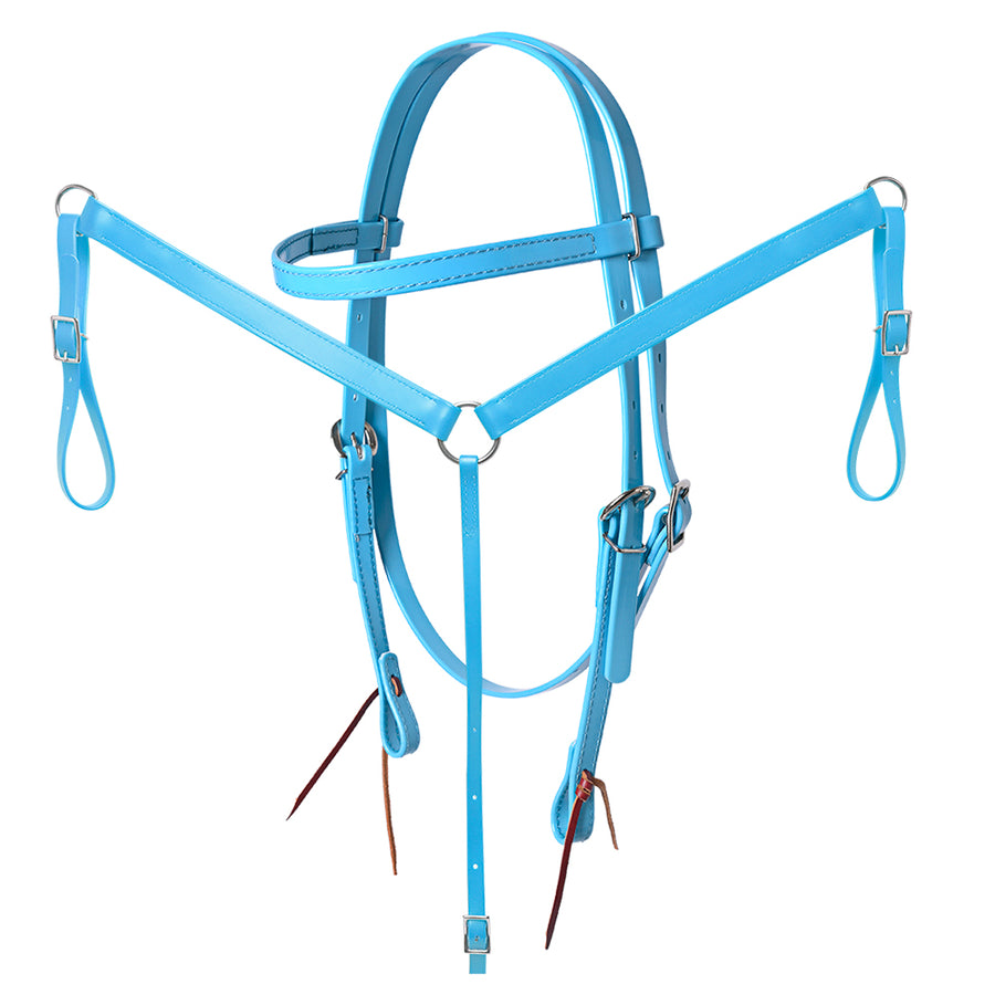 HILASON Western Horse Biothane Leather Headstall and Breast Collar Set Turquoise - Uhorse