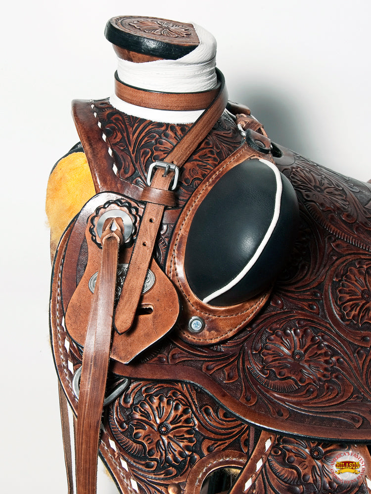 HILASON Western Horse Saddle American Leather Wade Ranch Roping Floral Brown | Hand Tooled & For Horses