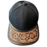 American Darling Men Women Adjustable Cap With Leather On Visor Black