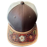 American Darling Men Women Adjustable Cap With Leather On Visor Brown