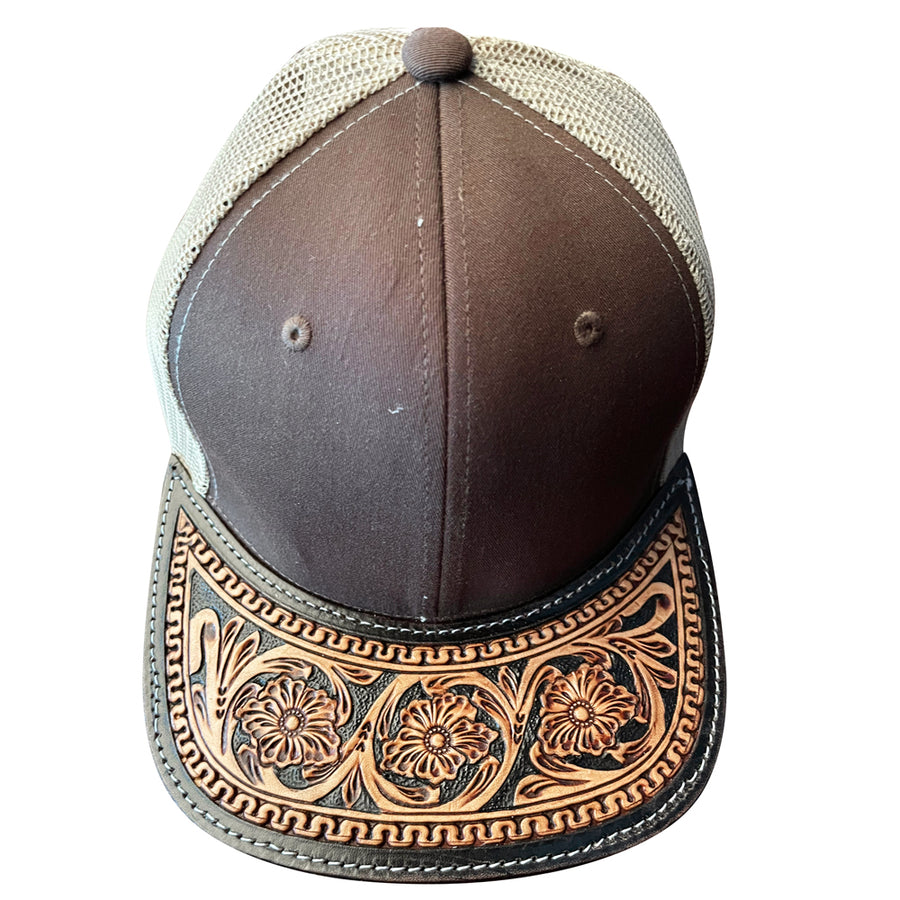 American Darling Men Women Adjustable Cap With Leather On Visor Brown - Uhorse