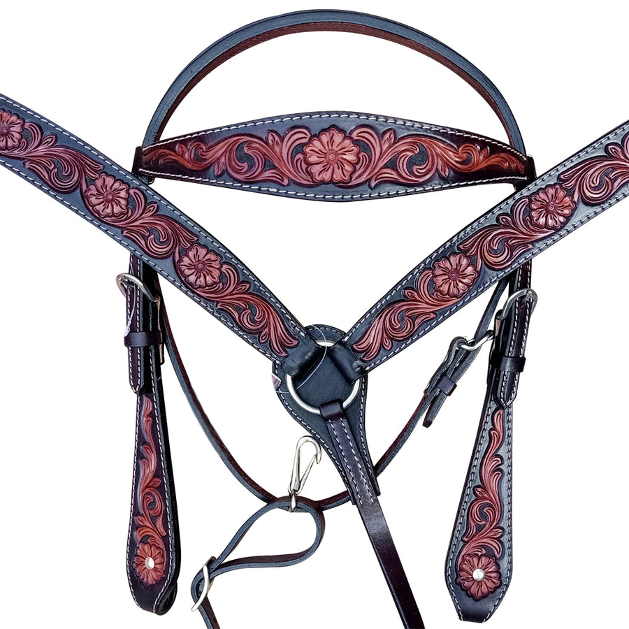 W. American Leather Hand Tooled H. Tk. Set Comfytack Brown by Hilason – Cowboy and equestrian accessories
